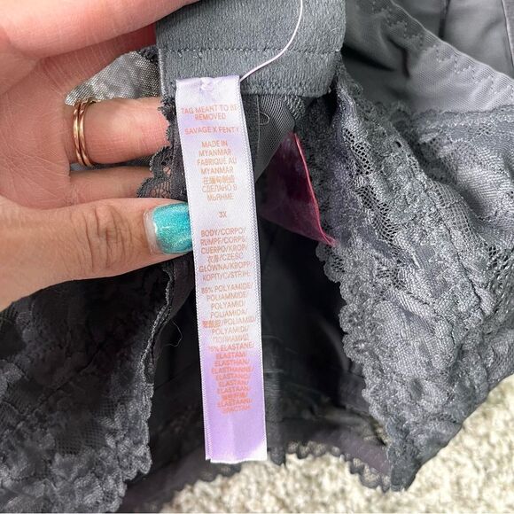Savage X Fenty Bra Women’s 3X Gray Lace Wire-Free Plus Size NWT - Picture 4 of 5